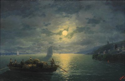 Cruzando el río Dnepr en una noche de luna, 1897 de Ivan Konstantinovich Aivazovsky