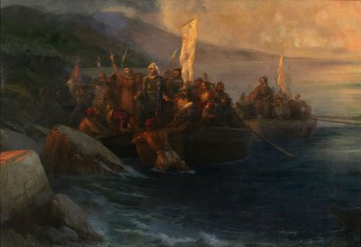 El desembarco de Cristóbal Colón en San Salvador, 12 de octubre de 1492, 1892 de Ivan Konstantinovich Aivazovsky