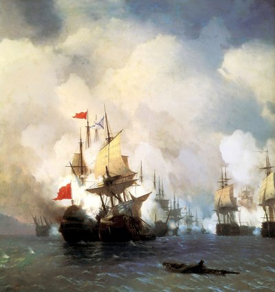 La Batalla Naval de Chesma el 5 de julio de 1770 de Ivan Konstantinovich Aivazovsky
