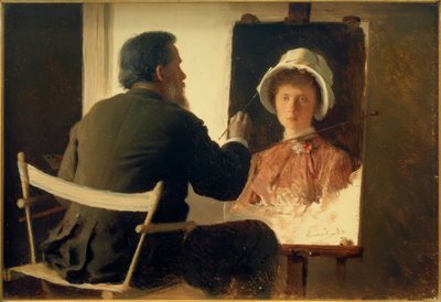 Kramskoi, retratando a su hija de Ivan Nikolaevich Kramskoy