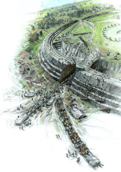 Construcción del Círculo de Piedras de Avebury, Wiltshire, 3er milenio a.C., c. 1990-2010 de Ivan Lapper