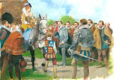 Isabel I siendo recibida en el Castillo de Kenilworth, 1570s, c1990-2010 de Ivan Lapper