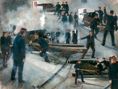Tripulación de cañón, casamatas de Dartmouth Point Battery, Castillo de Dartmouth, finales del siglo XIX, 1990s de Ivan Lapper
