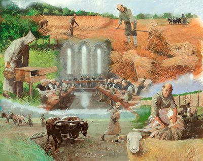 Monjes trabajando, siglo XIII, c1990-2010 de Ivan Lapper