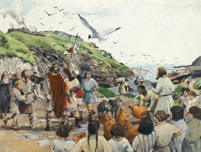 Castillo de Tintagel Lugar legendario de nacimiento del Rey Arturo, Cornualles, Edad Oscura, 1994 de Ivan Lapper