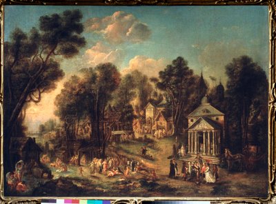 La celebración del templo - Pintura de Ivan Michailovich Tankov (Tonkov) (1740-1799), óleo sobre lienzo de Ivan Michailovich Tankov