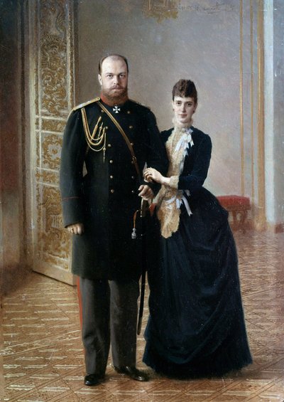 Retrato del Zar ruso Alejandro III (1845-1895) con su esposa María Fedorovna. Pintura de Ivan Nikolaevich Kramskoi (1837-1887). de Ivan Nikolaevich Kramskoy