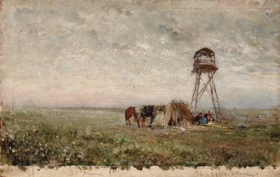 Cosacos bajo una torre de vigilancia en la frontera del Cáucaso de Ivan Pavlovich Pokhitonov