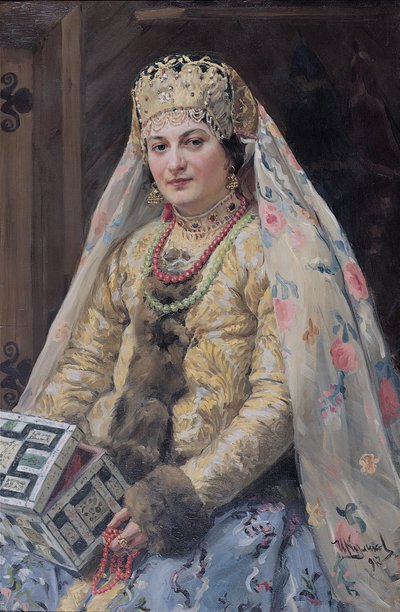 Retrato de la esposa del artista, 1917 de Ivan Semyonovich Kulikov