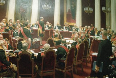La sesión ceremonial del Consejo de Estado de la Rusia Imperial el 7 de mayo de 1901, 1903 de Ivan Semyonovich Kulikov