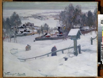 Atardecer de invierno, siglo XX (óleo sobre lienzo) de Ivan Silych Goriuschkin Sorokopudov