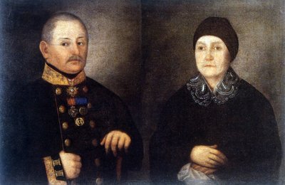 Retrato del Mayor Kroupianov y su esposa de Ivan Vasilievich Tarkhanov