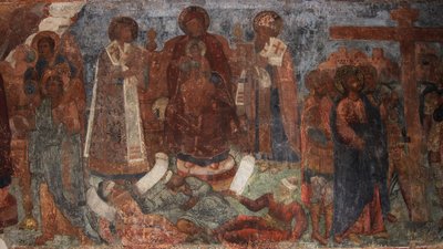 Fresco en la Catedral de Nuestra Señora del Signo, Novgorod, principios del siglo XVIII de Ivan Yakovlevich Bakhmatov