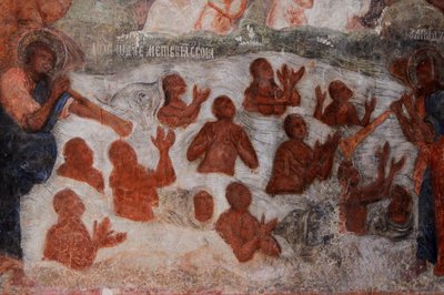 Fresco en la Catedral de Nuestra Señora del Signo, Novgorod, principios del siglo XVIII de Ivan Yakovlevich Bakhmatov