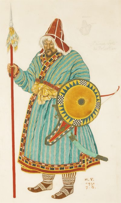 Diseño de vestuario para la ópera Príncipe Igor de A. Borodin, 1930 de Ivan Yakovlevich Bilibin