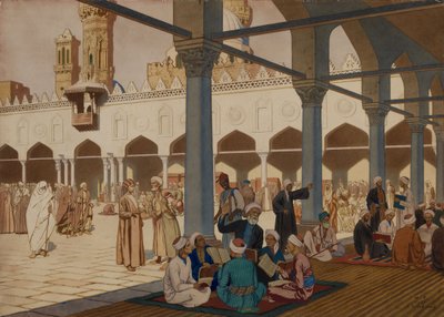 Patio de la mezquita y universidad de Al-Azhar, El Cairo, 1928 de Ivan Yakovlevich Bilibin
