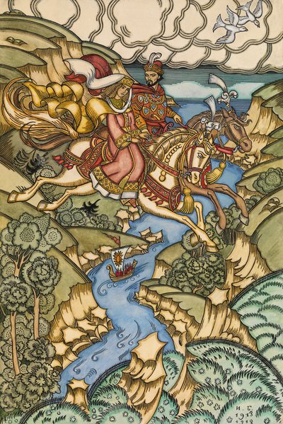 Ilustración para el cuento de hadas Marya Morevna, 1913-1915 de Ivan Yakovlevich Bilibin