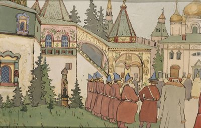 Ilustración para el Cuento de Hadas La Pluma de Finist el Halcón, Principios de 1900s de Ivan Yakovlevich Bilibin