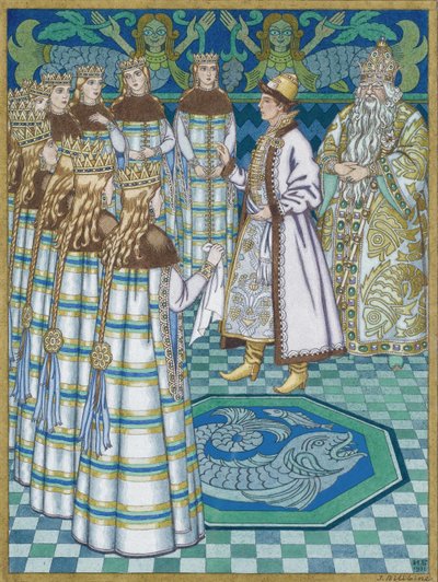 Ilustración para el cuento de hadas Vasilisa la Bella de Ivan Yakovlevich Bilibin