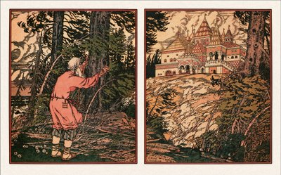 Ilustración de El cuento del pescador y el pez, 1933 de Ivan Yakovlevich Bilibin