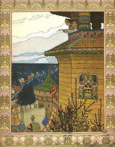 Ilustración del cuento de hadas El Pato Blanco, 1902 de Ivan Yakovlevich Bilibin