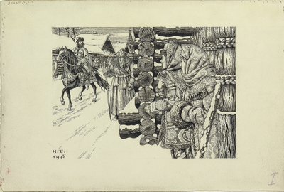 Calle de Moscú en el siglo XVI, 1938 de Ivan Yakovlevich Bilibin