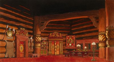 Diseño de escenario para la ópera La novia del zar de N. Rimsky-Korsakov, 1930 de Ivan Yakovlevich Bilibin