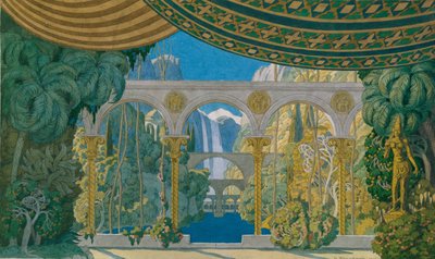 Los Jardines de Chernomor. Diseño escénico para la ópera Ruslan y Ludmila de M. Glinka, 1913 de Ivan Yakovlevich Bilibin
