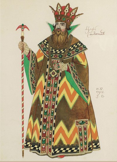 Tsar Saltan. Diseño de vestuario para la ópera El cuento del zar Saltan de N. Rimsky-Korsakov, 1928 de Ivan Yakovlevich Bilibin