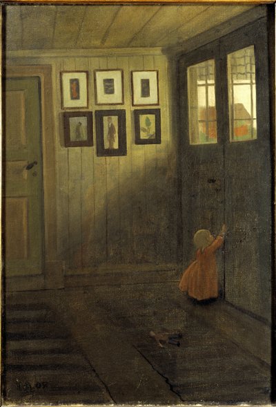 La niña en la puerta. Interior de la casa en Aelvaengen de Ivar Axel Henrick Arosenius