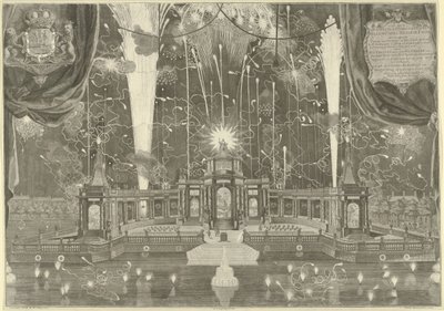 Fuegos artificiales en La Haya por la Paz de Aquisgrán, 1749 de Iven Besoet