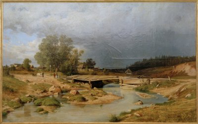 Paisaje con puente de madera de Ivan Ivanovich Shishkin