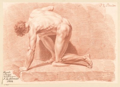 Desnudo masculino arrodillado, visto de perfil (2º premio 1804) de Izaak Riewert Schmidt