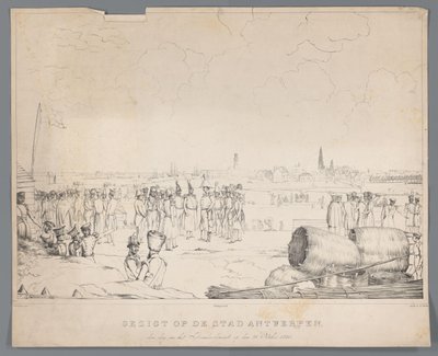 Vista de la ciudad de Amberes el día después del Bombardeo, el 28 de octubre de 1830 (título sobre objeto) de Izaak Schouman
