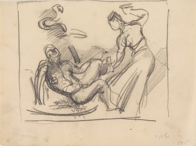 Boceto para la pintura Loke y Sigyn de J.A. Jerichau