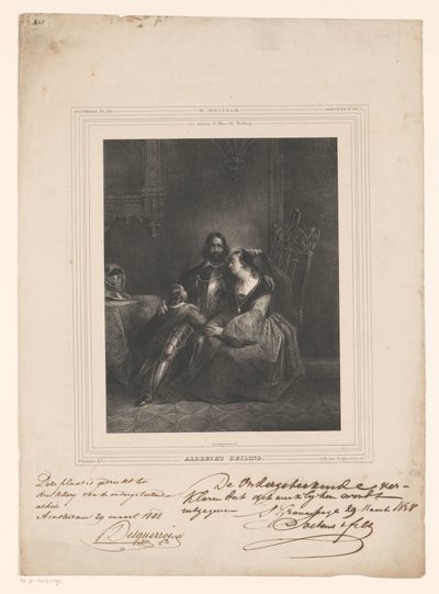 Albrecht Beiling se despide de su esposa y su hijo Albrecht Beiling (título sobre objeto) de J.B. Clermans
