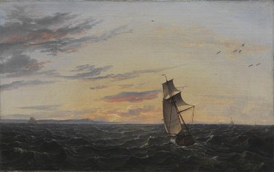 Un paisaje marino. La costa de la isla de Rügen al atardecer de Johan Christian Dahl