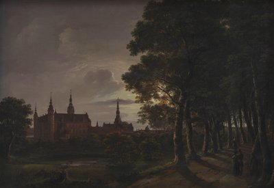 Castillo de Frederiksborg a la luz de la luna de Johan Christian Dahl