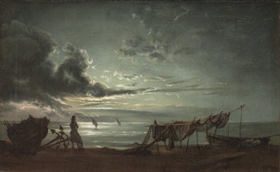 El golfo de Nápoles. Luz de luna de Johan Christian Dahl