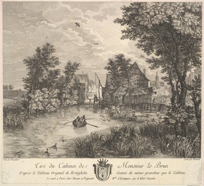 Paisaje fluvial después de la pintura en el gabinete del Sr. Poullain, 1780 de JF Borgnet