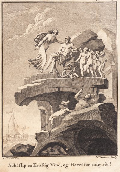 Envidia en Eolo, sentado en la cima de una roca de J.F. Clemens