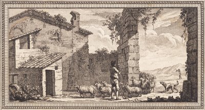 Un pastor con ovejas y cabras de J.F. Clemens