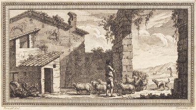 Un pastor con ovejas y cabras de J.F. Clemens