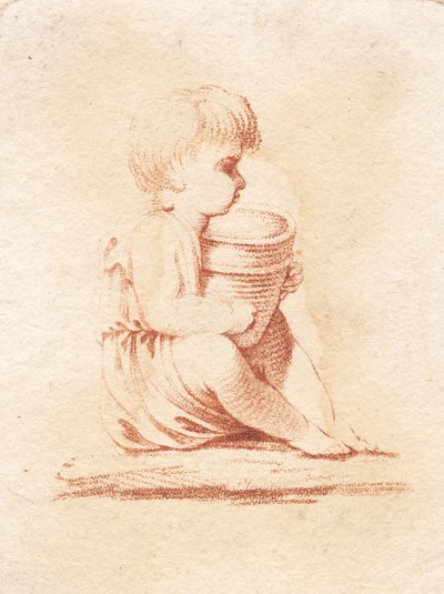 Un niño pequeño sentado de J.F. Clemens