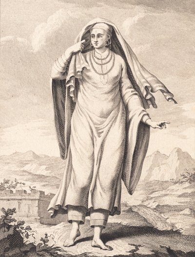 Una mujer árabe de pie de J.F. Clemens