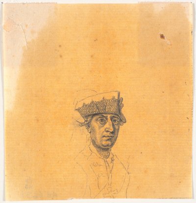 Trabajo preliminar para una de las cabezas del grabado: Federico el Grande regresa a casa después de una revista en Potsdam de J.F. Clemens