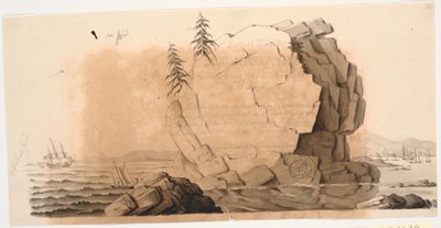 Boceto para viñeta de título para una carta náutica: Mapa especial de una parte de la costa noruega de J.F. Clemens