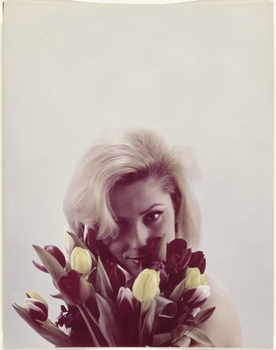 retrato, de, un, mujer, con, un, ramo, de, tulipanes de J.F. van Hengel