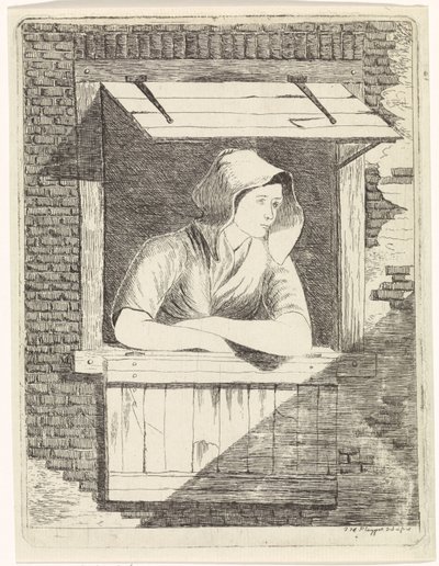 Mujer en una ventana abierta de J.H. Pluygers