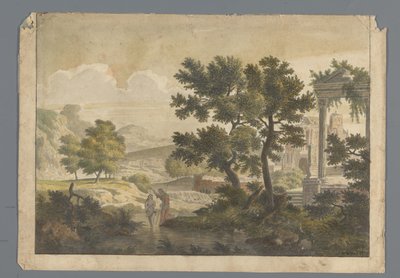 Paisaje con el bautismo de Cristo de J.H. Wend